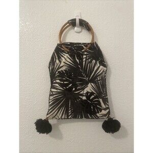 JADEtribe Thailand Bamboo Fabric Satchel Bag Pom Pom Tassel Ethnic Clutch